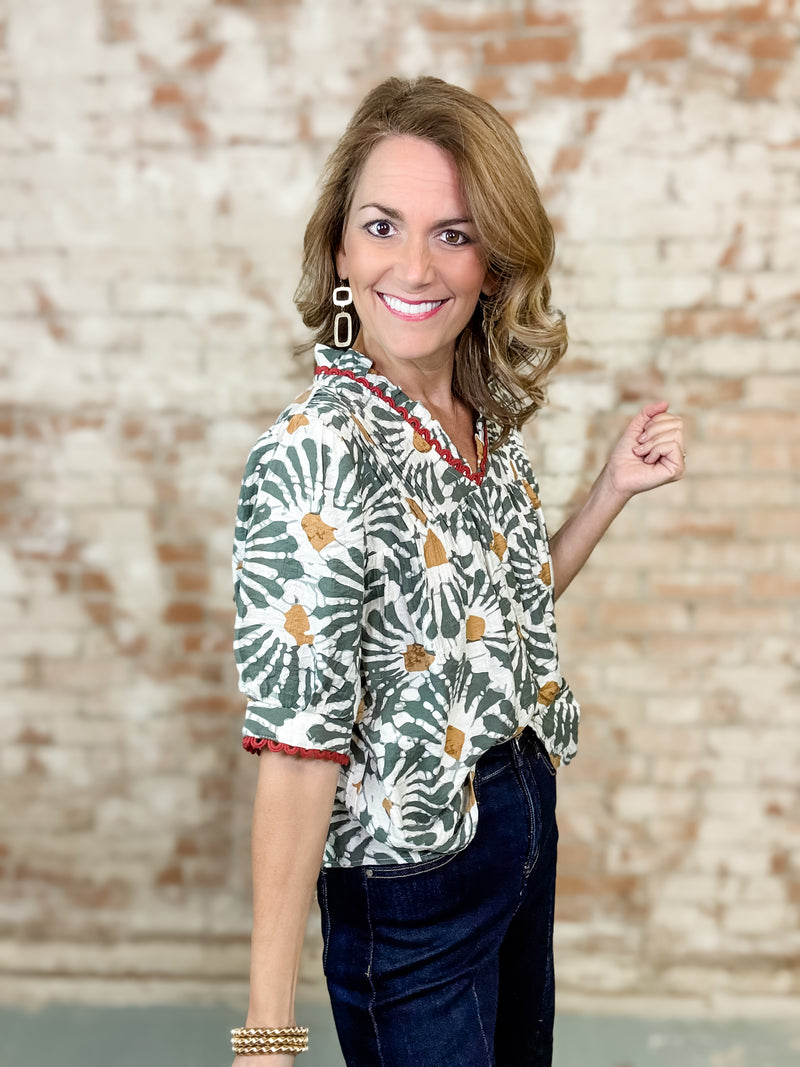 Elmore Ruffle Trim Top