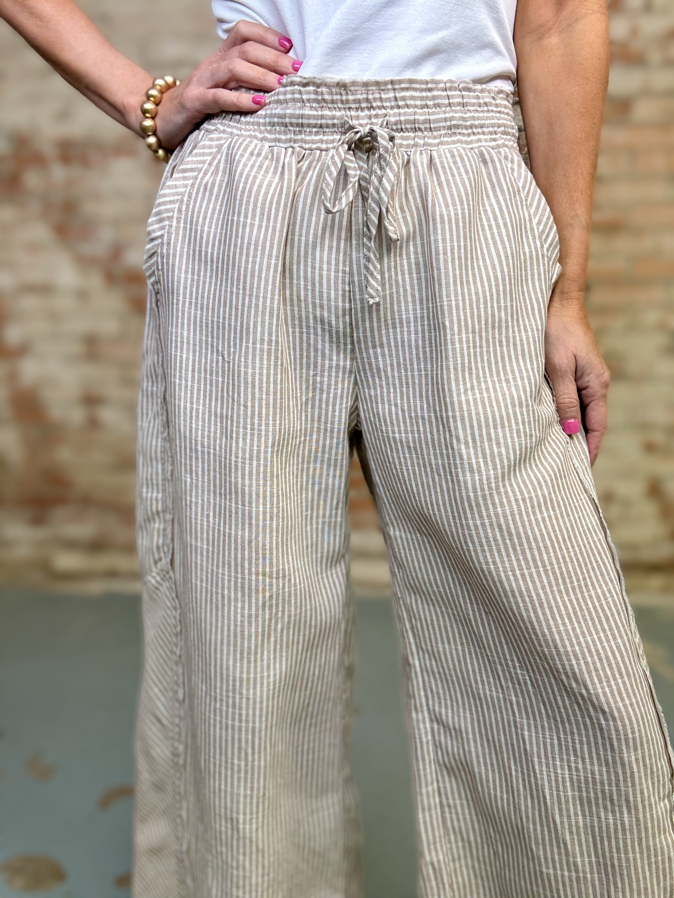 Carlee Striped Linen Pants