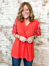 Curvy Kaymie Embroidered Top - FINAL SALE