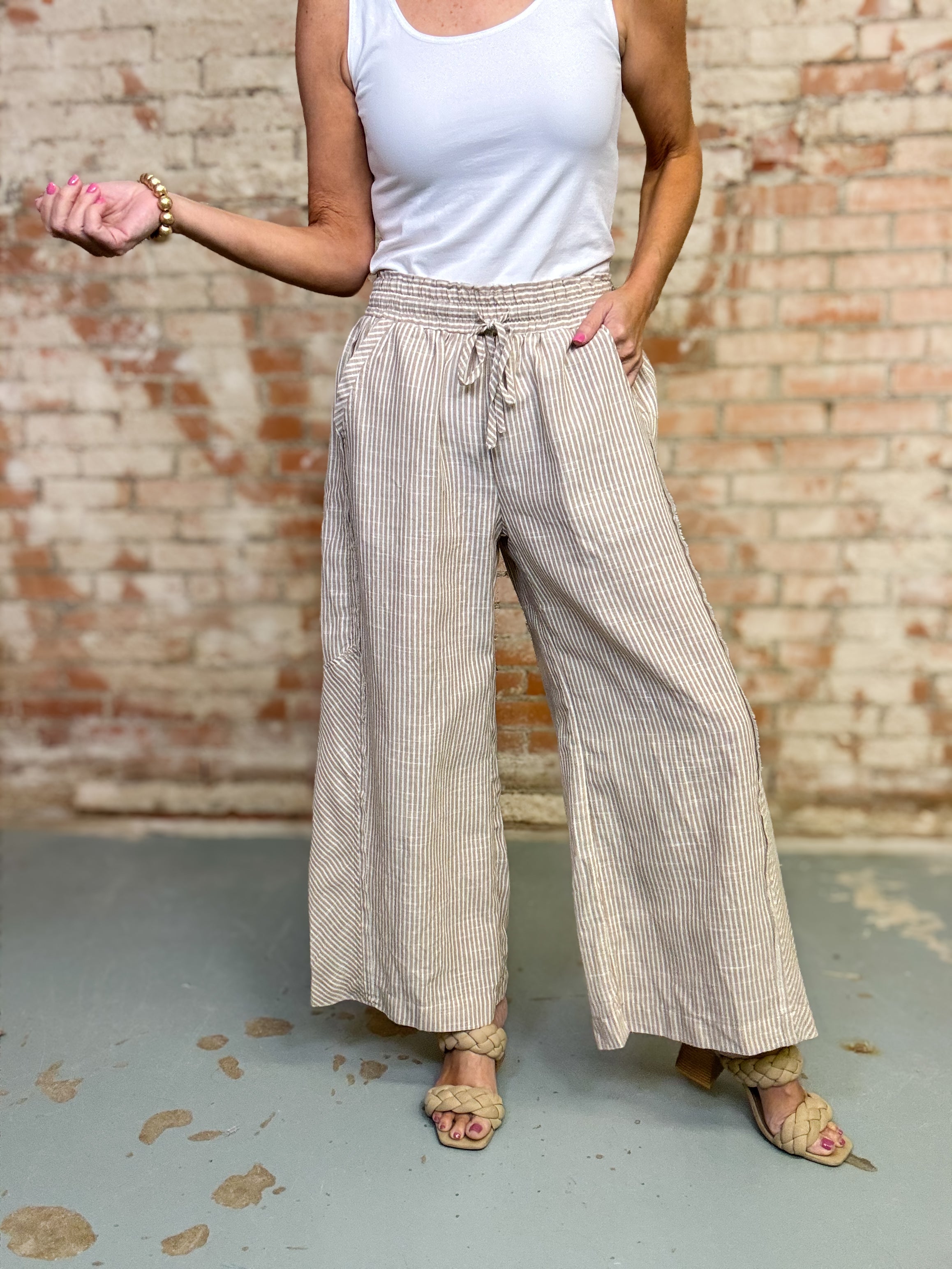 Carlee Striped Linen Pants