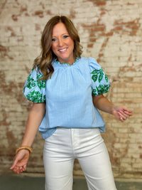Destinee Embroidered Sleeve Top