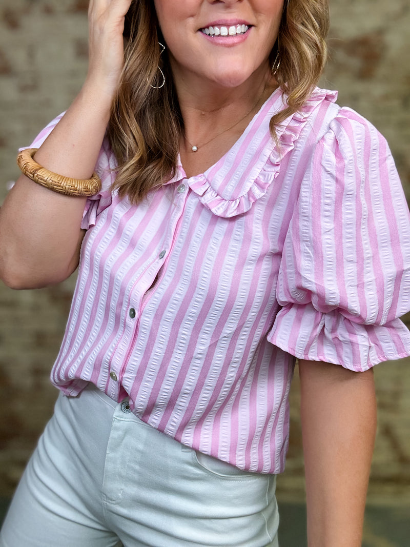 Hollis Stripe Ruffle Top – abeccagrace