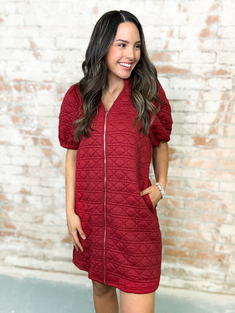 Shayla Zip Front Quilted Dress - FINAL SALE