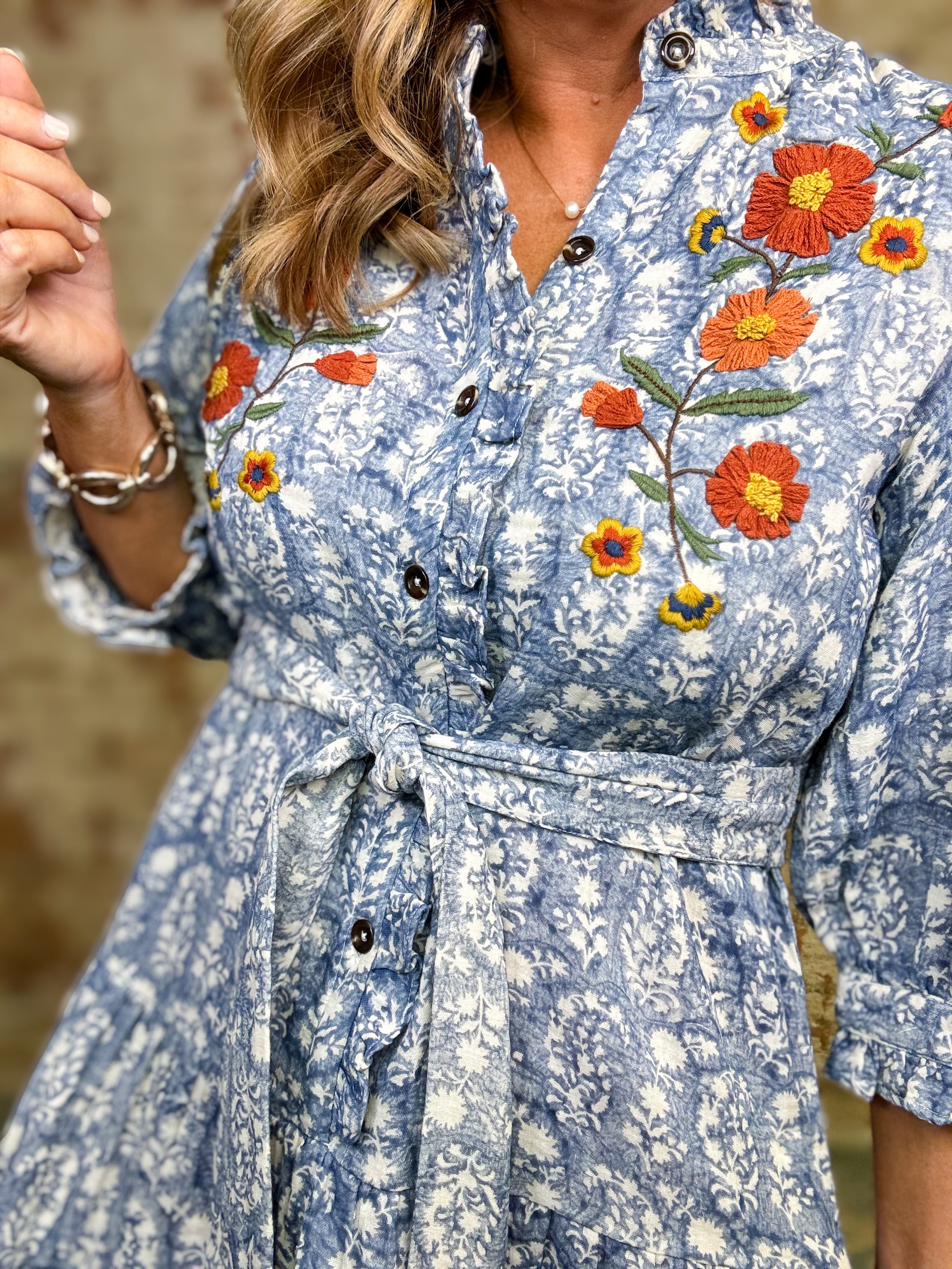 Uncle Frank Sandy Embroidery Dress