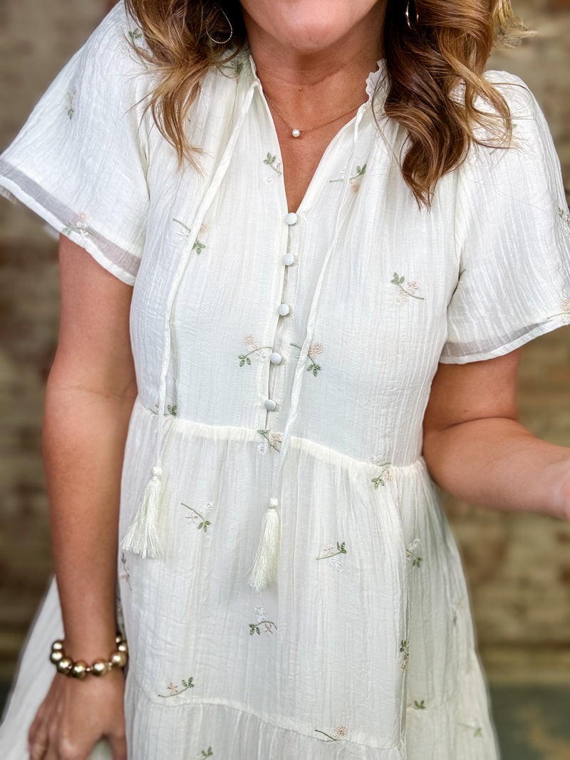 significant other exclusive rosslyn embroidered midi dress Significant Other Rosslyn Dress in Indigo Cattivo