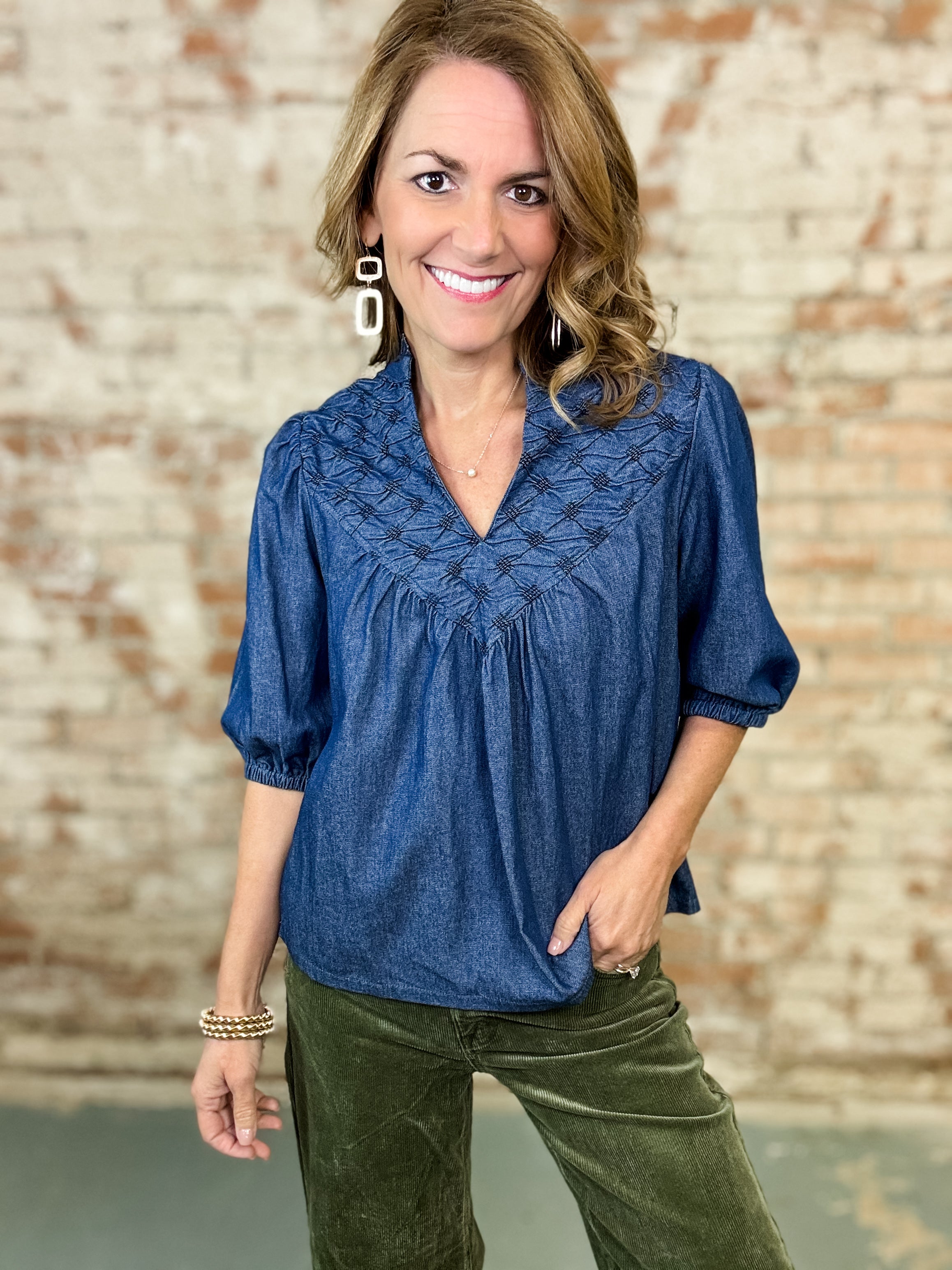 Olivia Diamond Denim Top