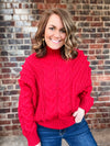 Red Textured Chunky Sweater