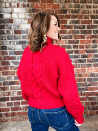 Red Textured Chunky Sweater
