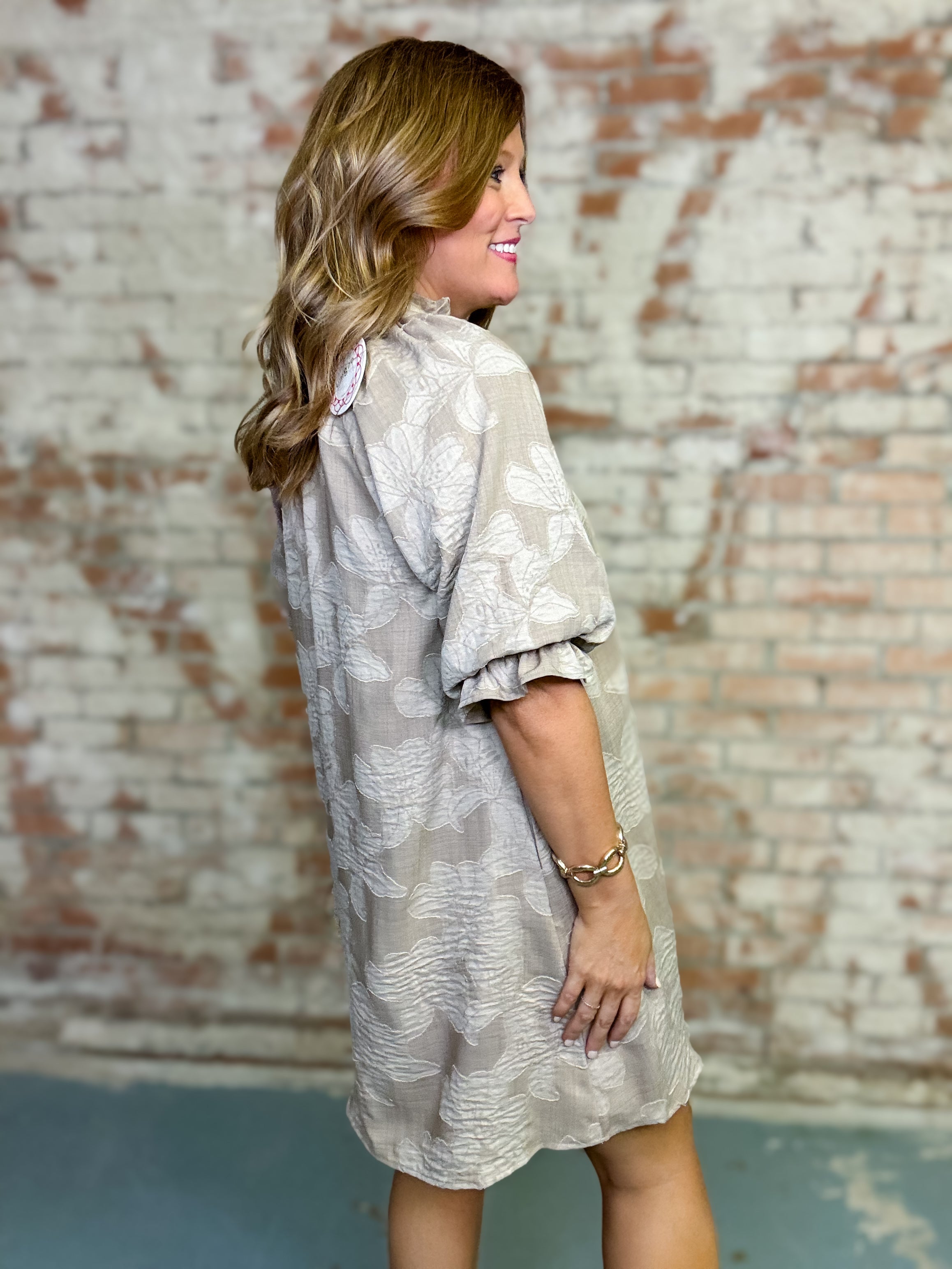 Alaina Solid Jacquard Dress