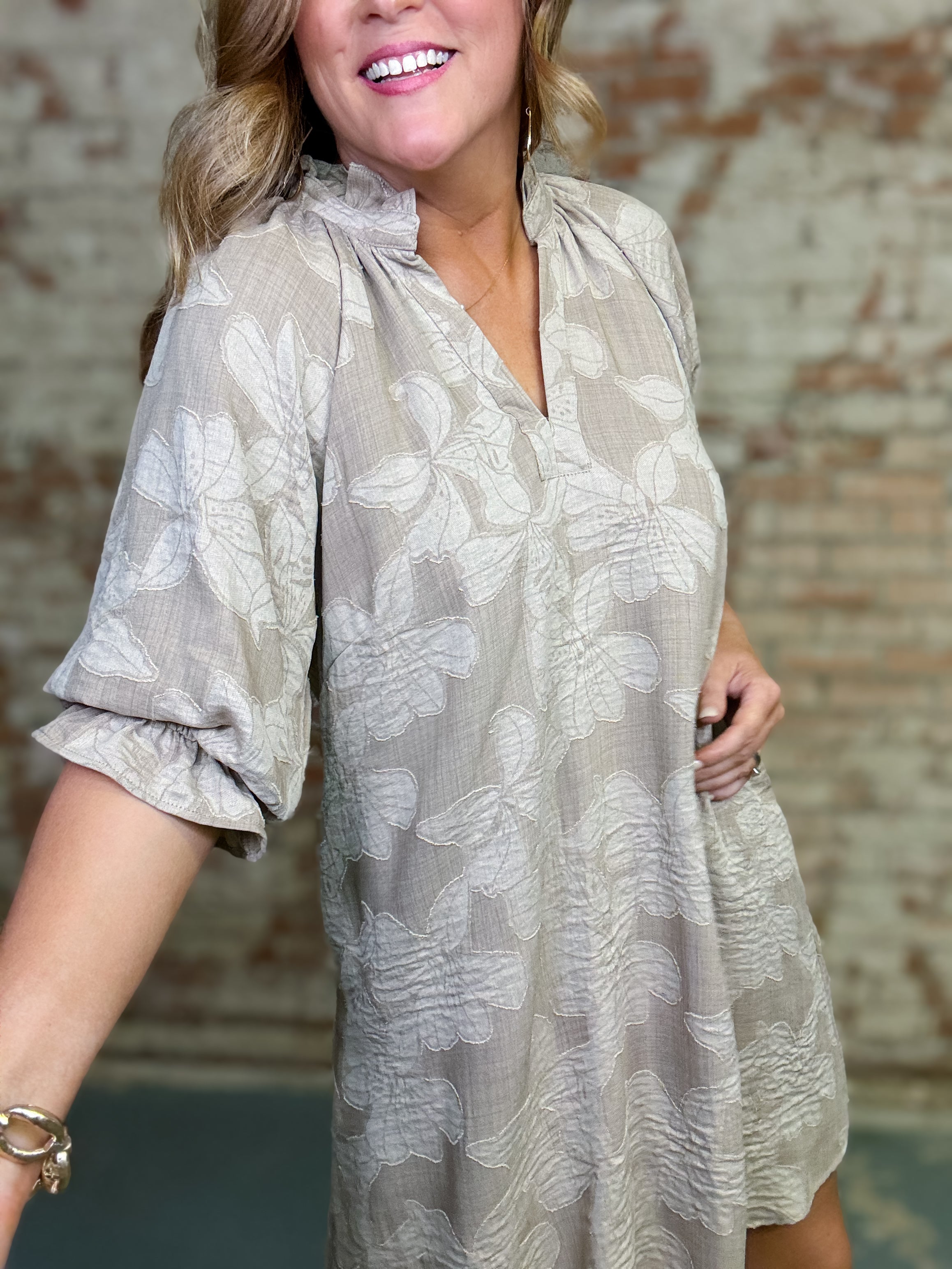 Alaina Solid Jacquard Dress