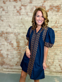 Atlas Embroidered Shift Dress