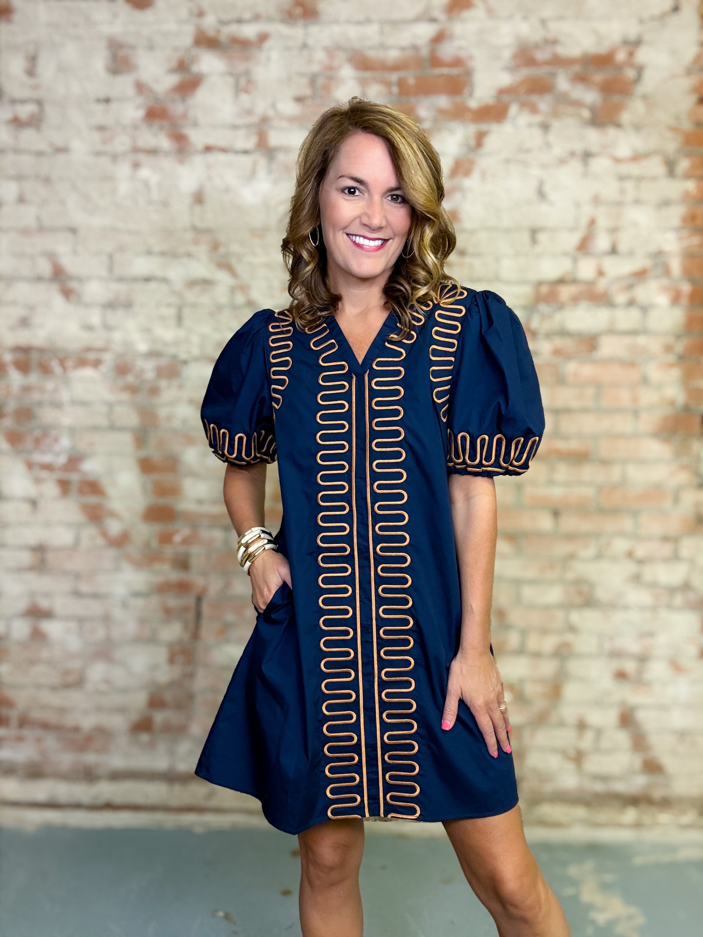 Atlas Embroidered Shift Dress