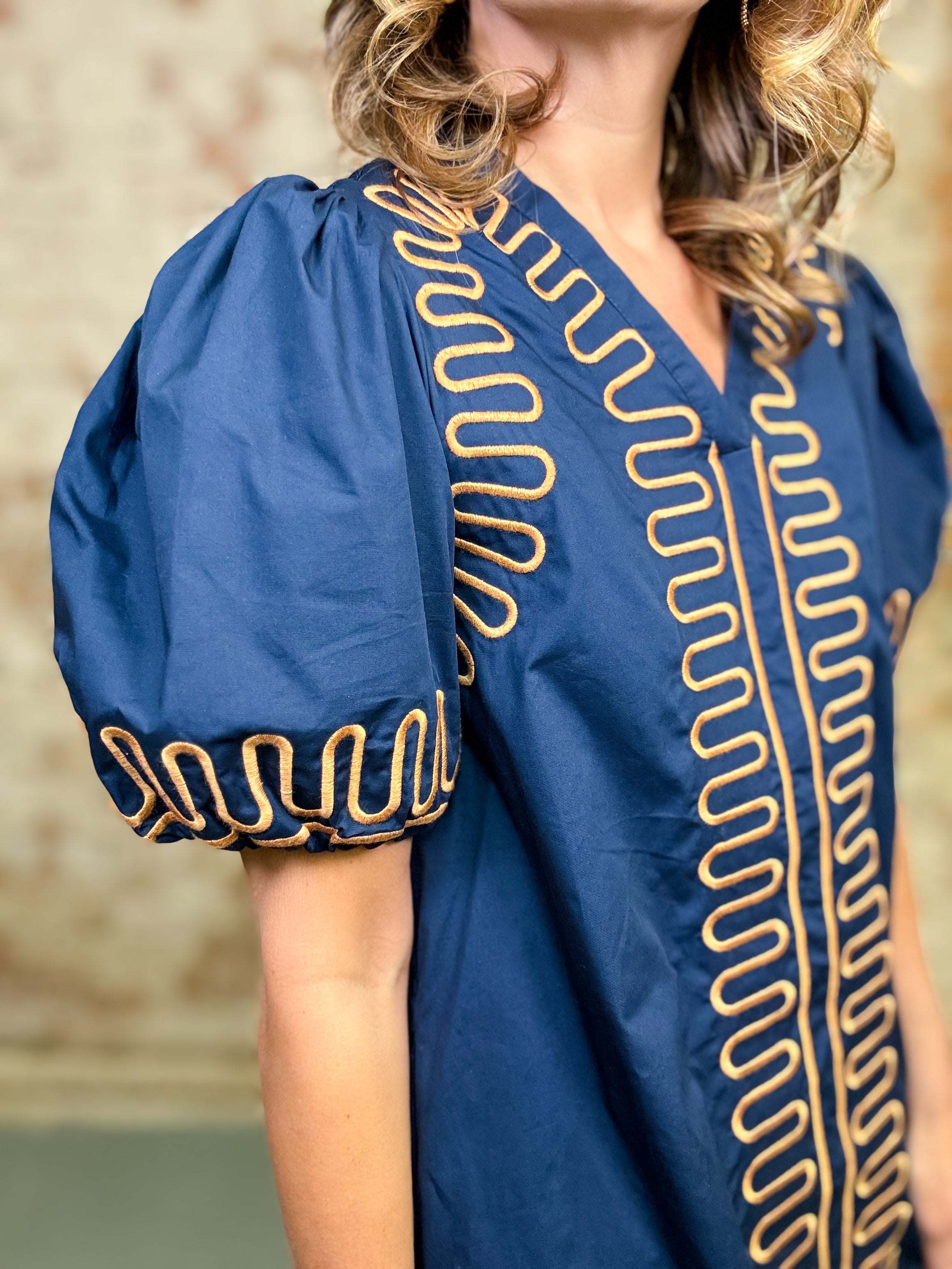 Atlas Embroidered Shift Dress