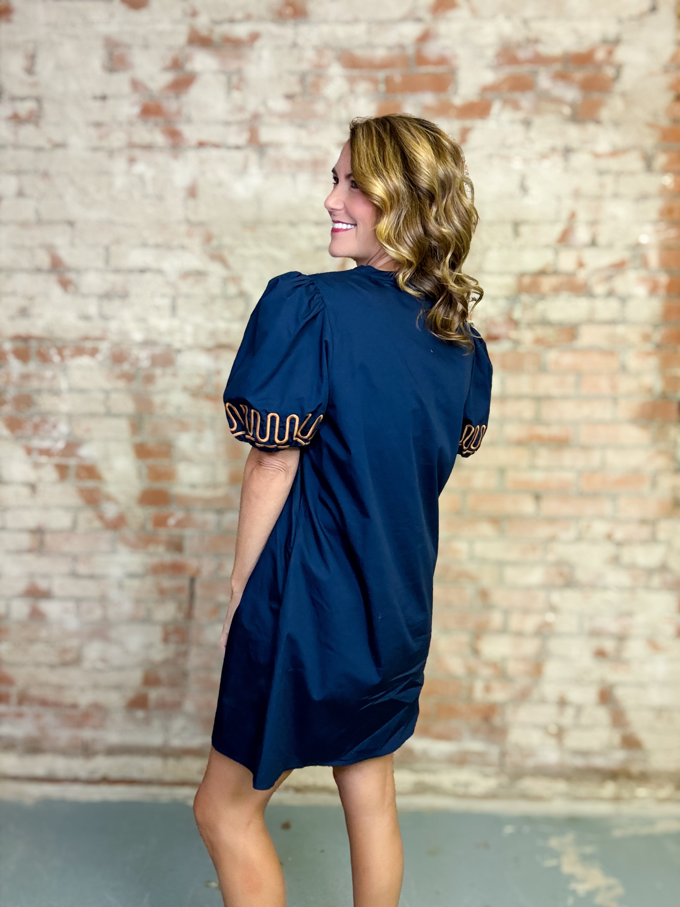 Atlas Embroidered Shift Dress