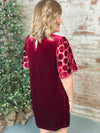 Jessica Polka Dot Sleeve Velvet Dress