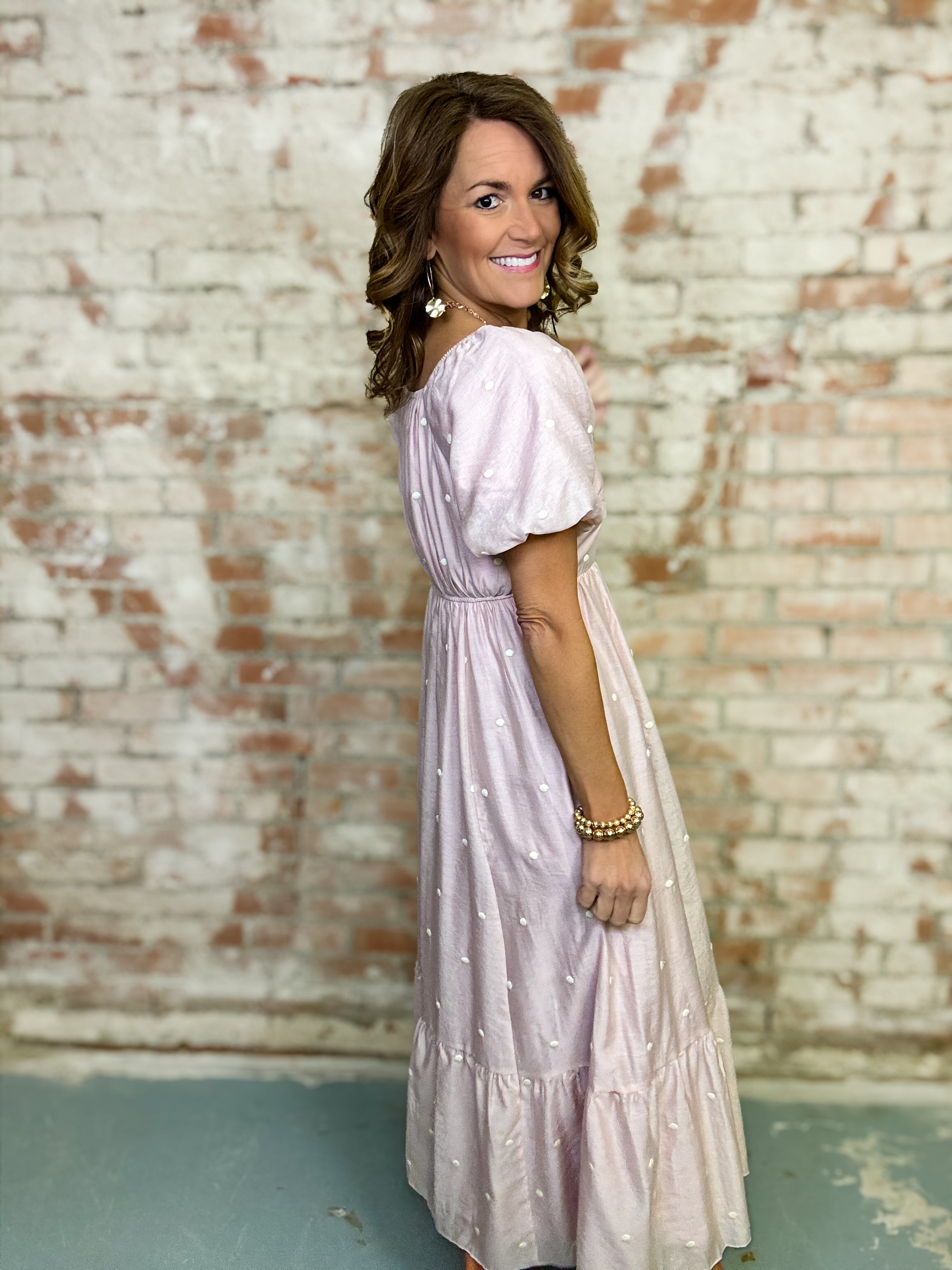 Aria Embroidered Dot Dress