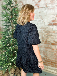 Landry Black Floral Jacquard Dress