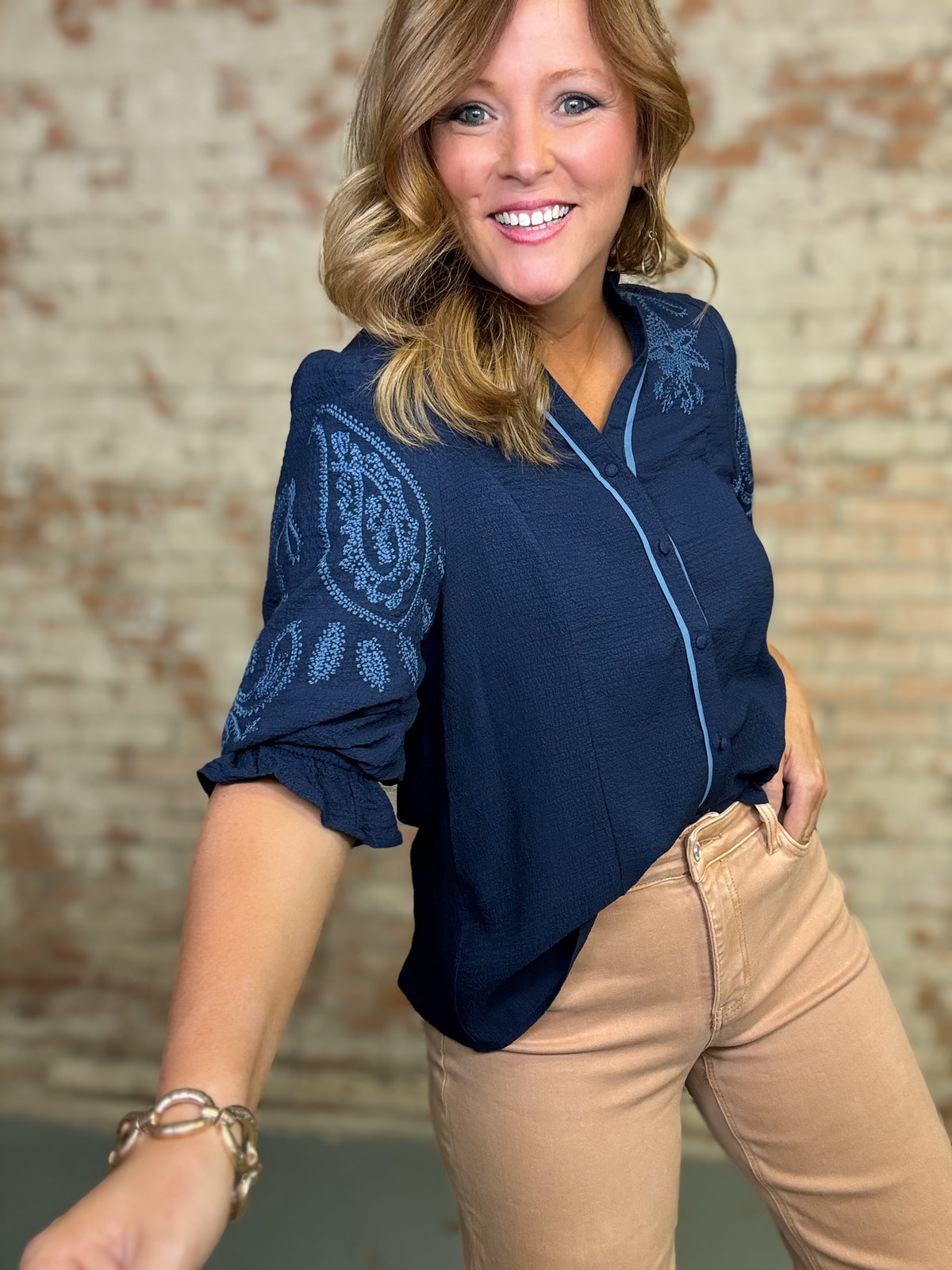 Vance Embroidery Top