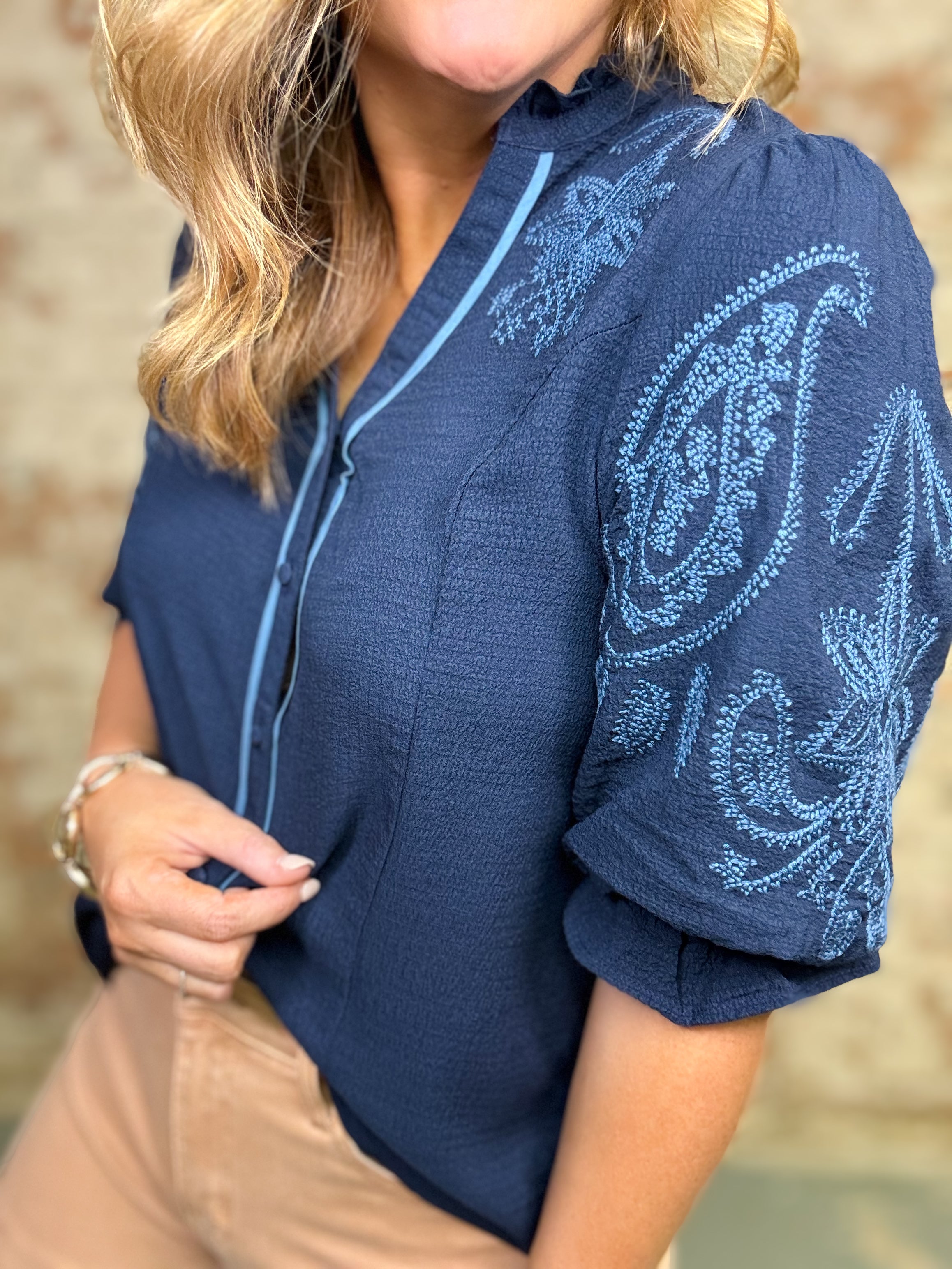Vance Embroidery Top