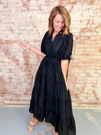 Indigo Textured Midi Dress