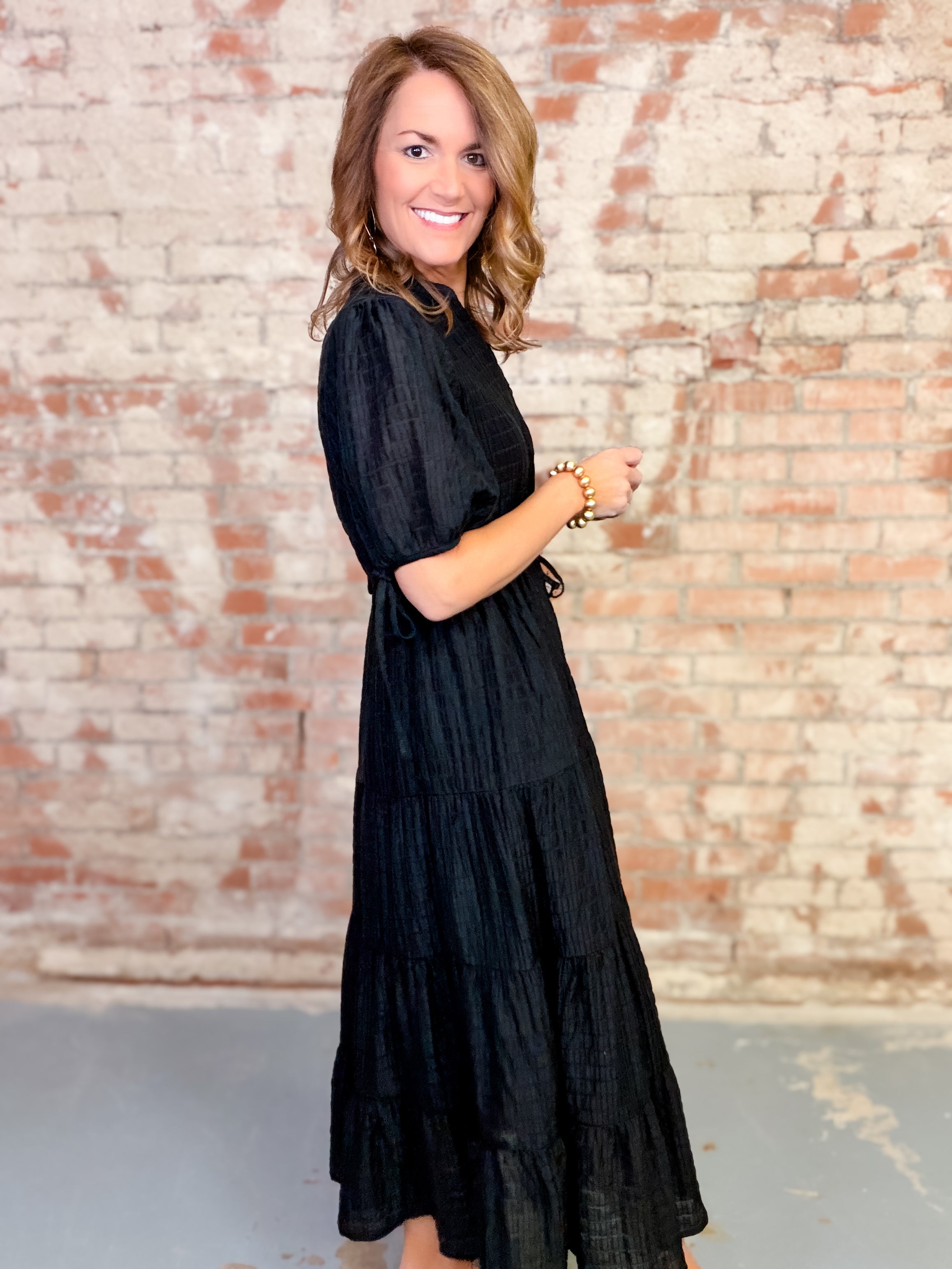 Indigo Textured Midi Dress