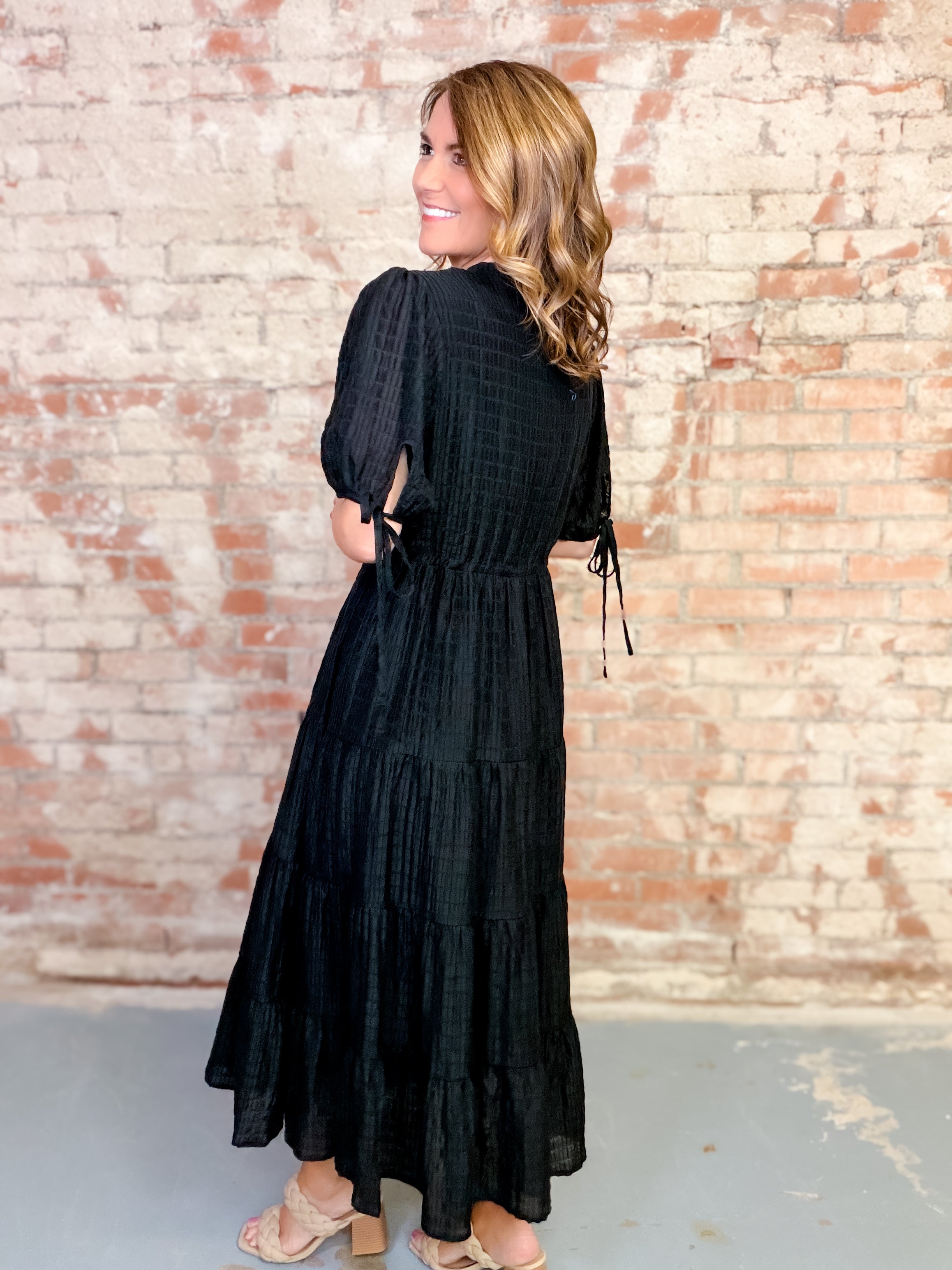 Indigo Textured Midi Dress