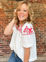 THML Embroidered Yoke Top