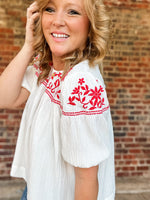 THML Embroidered Yoke Top