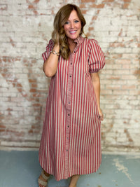 Janelle Stipe Midi Dress
