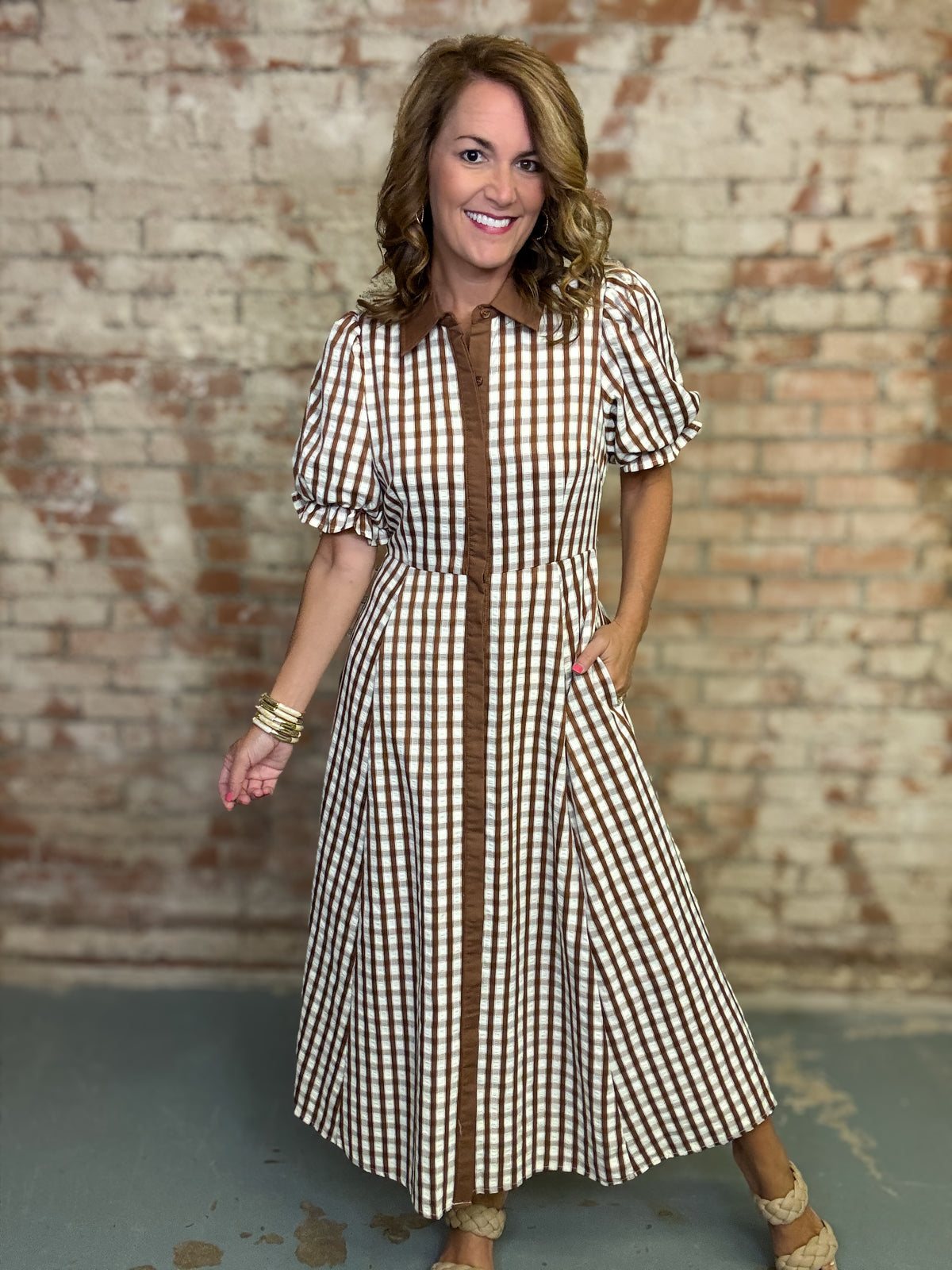 Irene Gingham Midi Dress
