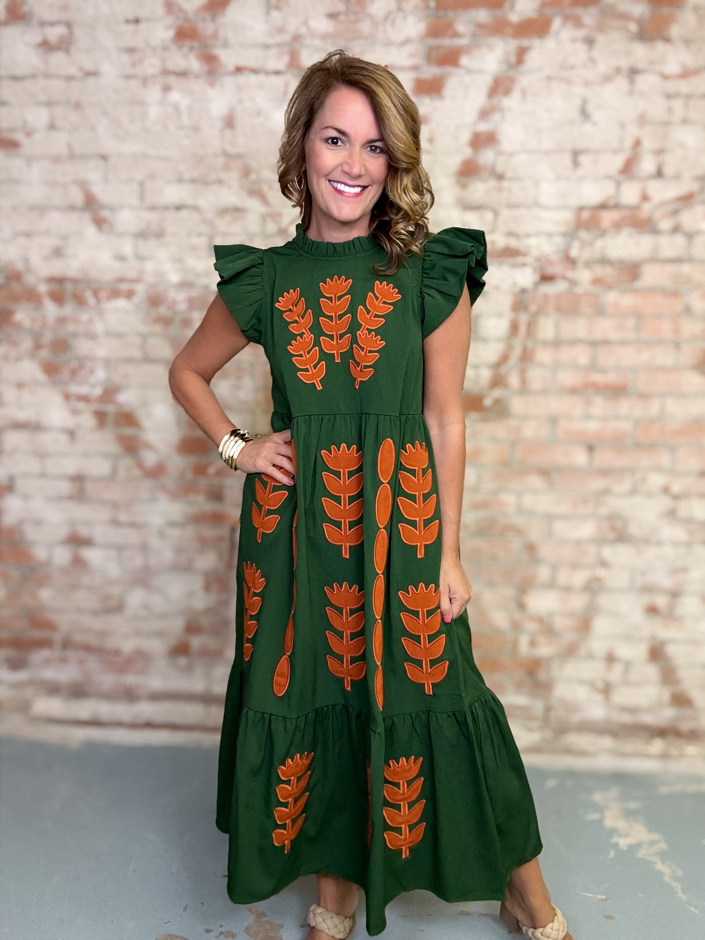 Denisse Applique Midi Dress