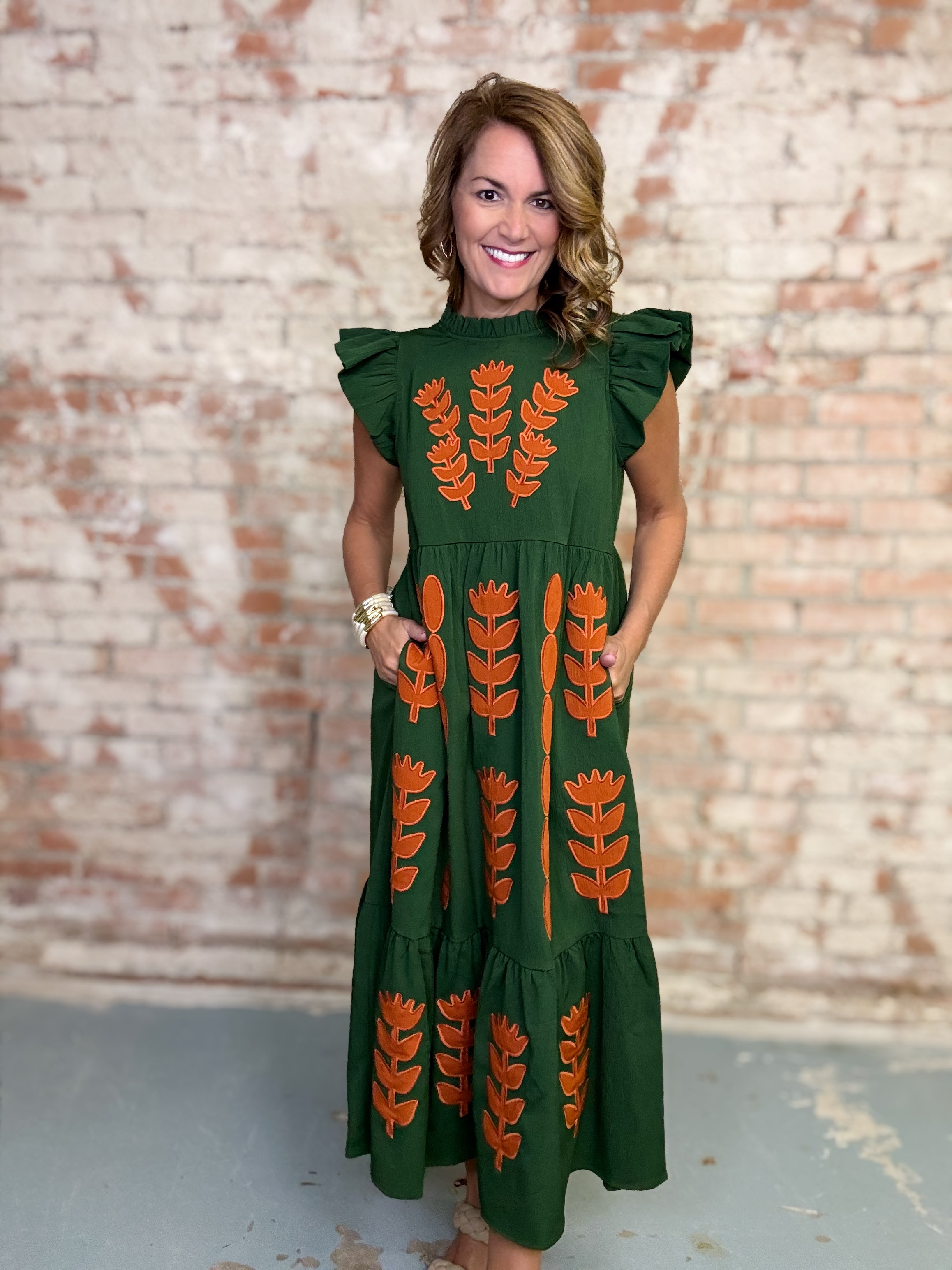 Denisse Applique Midi Dress