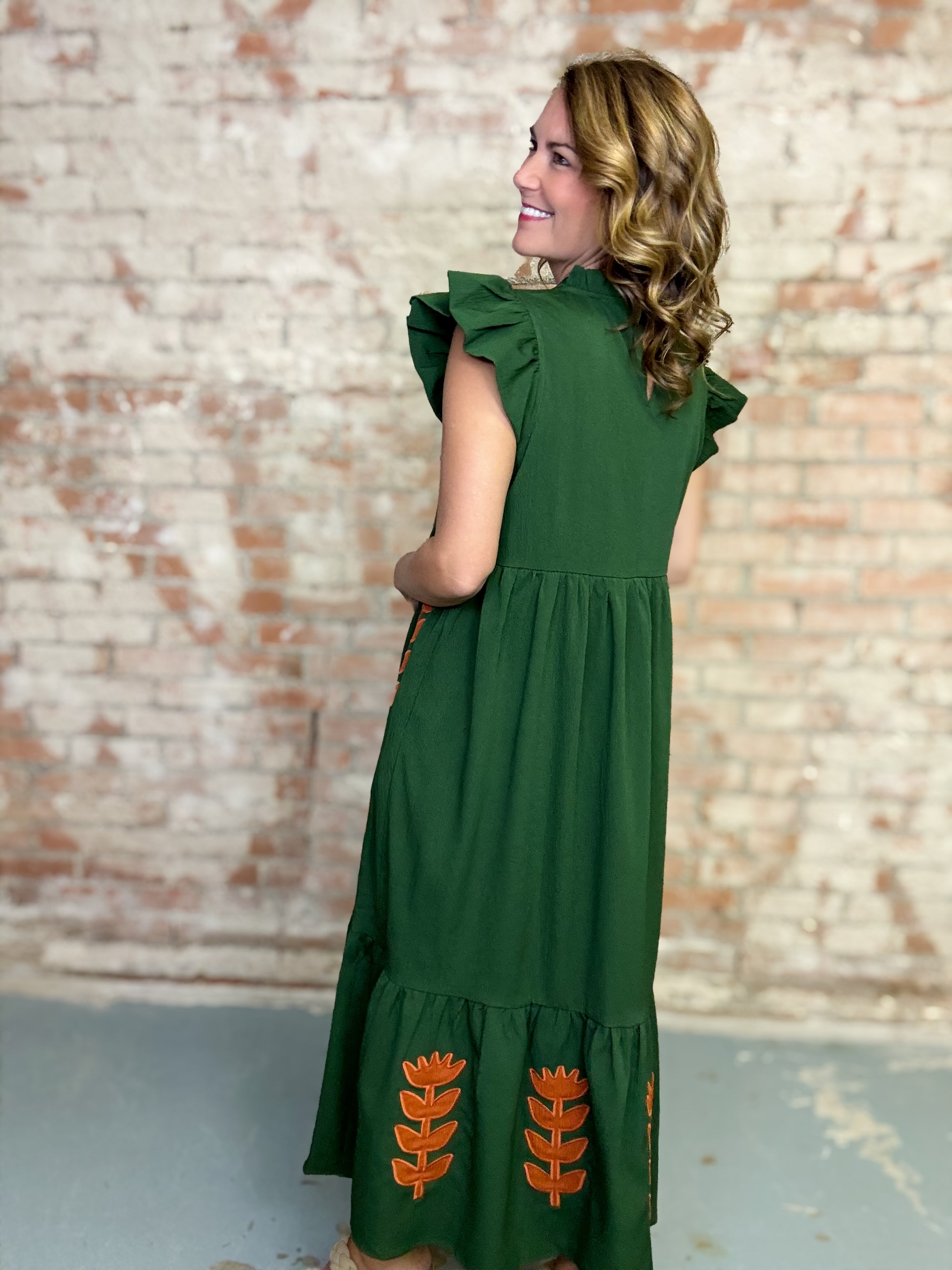 Denisse Applique Midi Dress