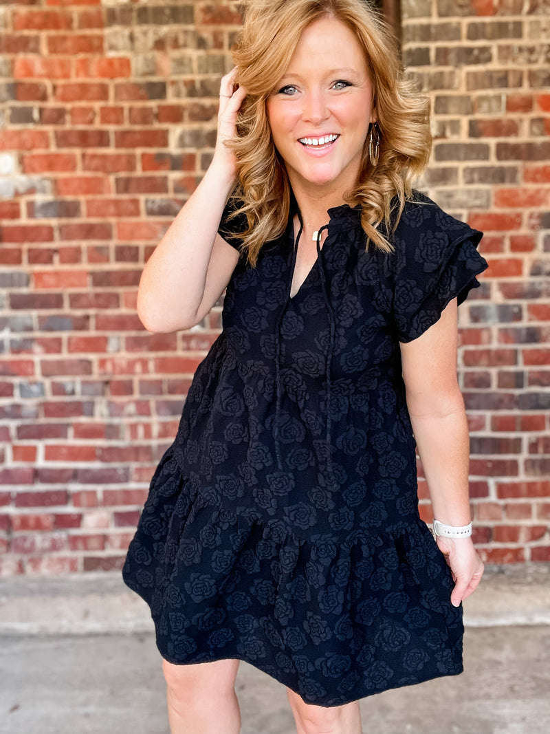 THML Flutter Sleeve Textured Dress