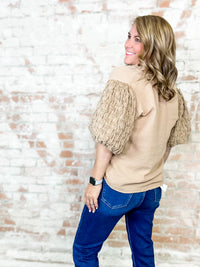 THML Adrianna Textured Puff Sleeve Top