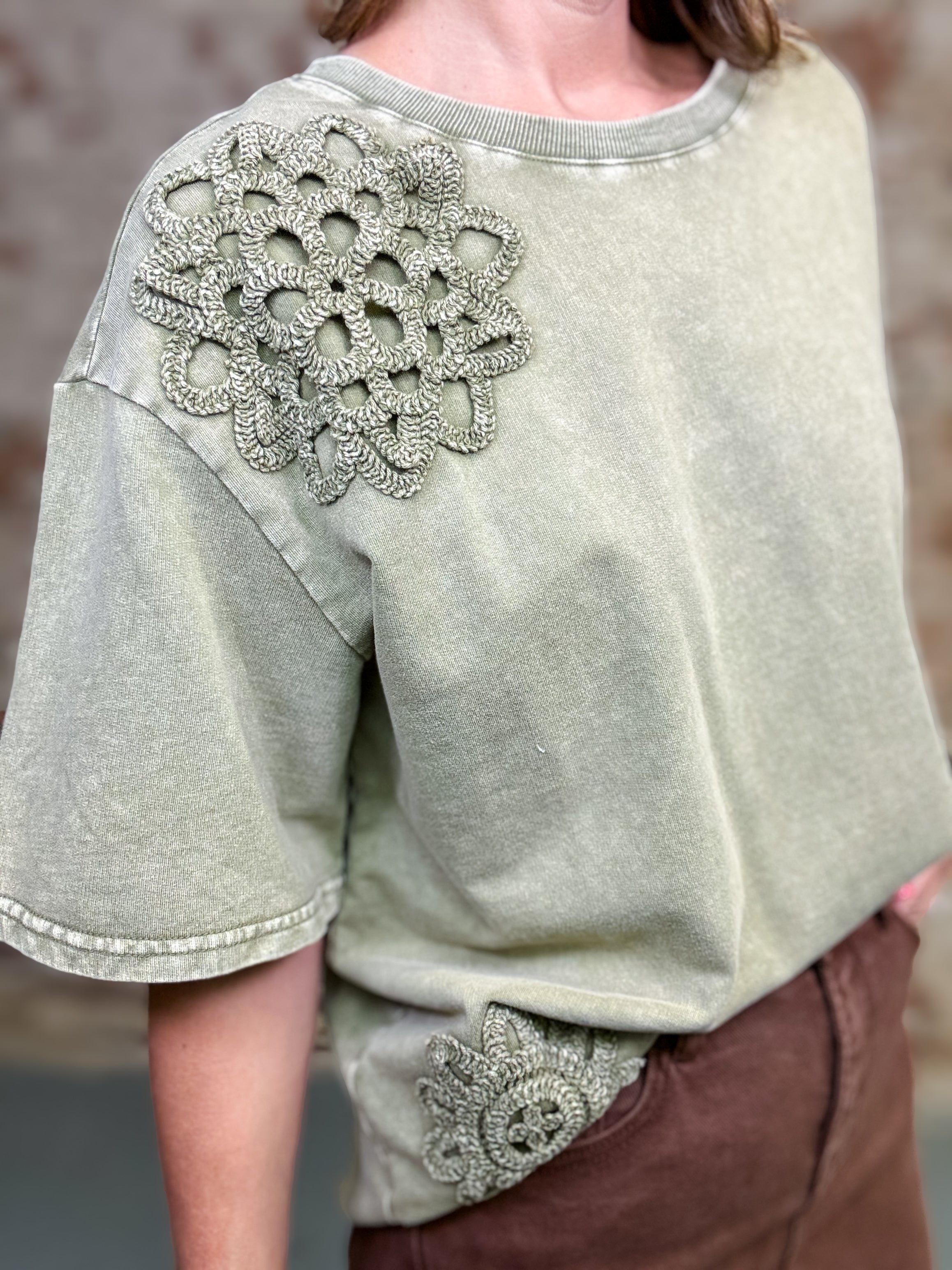 Davi Crochet Patch Top
