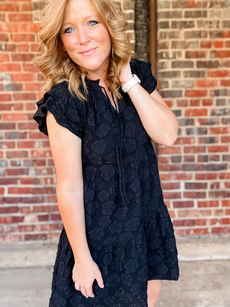 THML Flutter Sleeve Textured Dress