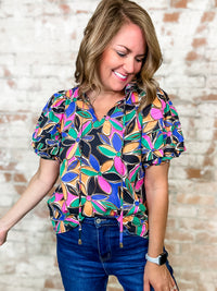 Christine Floral Print Pleat Top