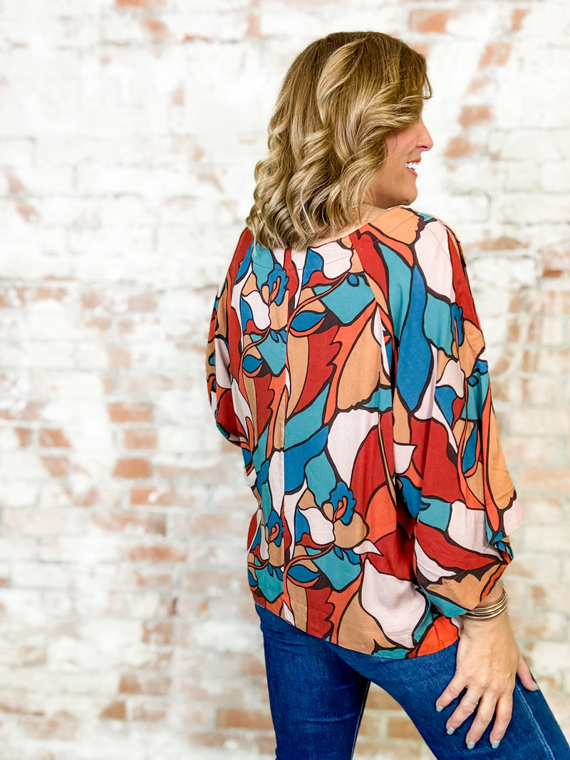 Bernita Geo Print Challis Top - FINAL SALE