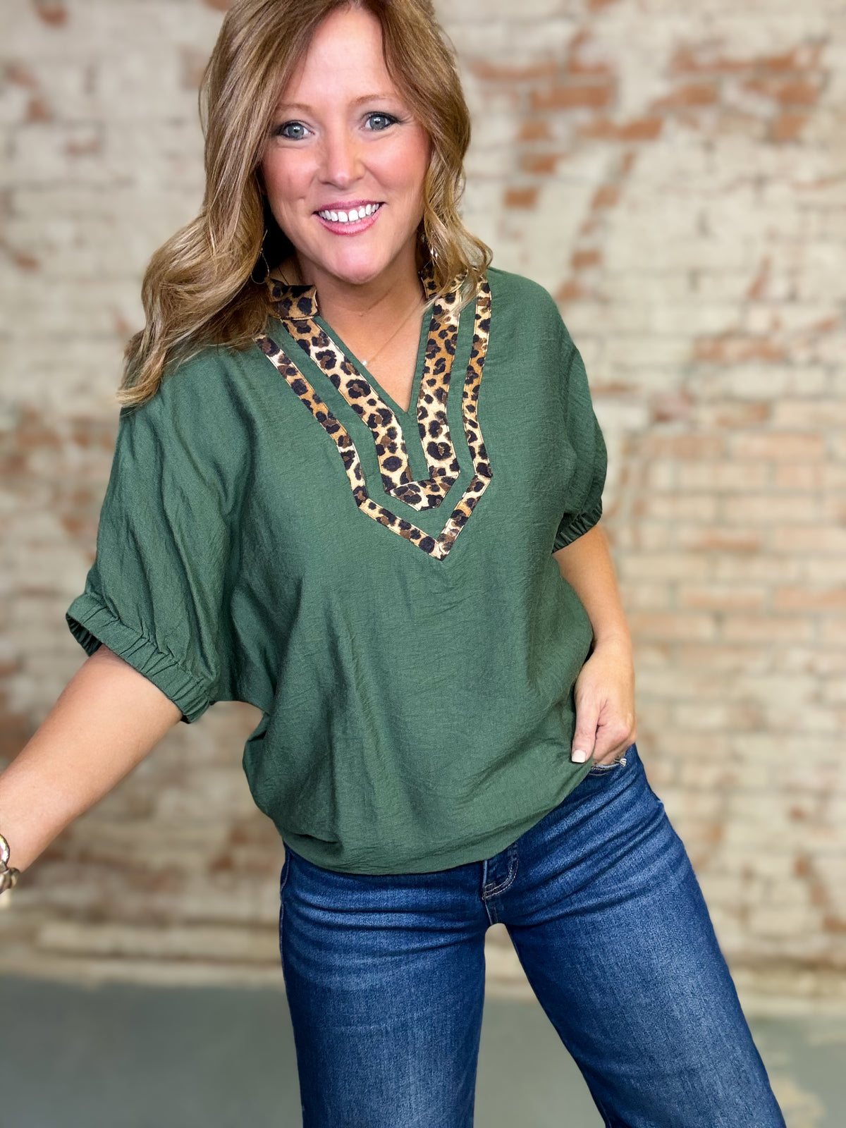 Anna Leopard Trim Top