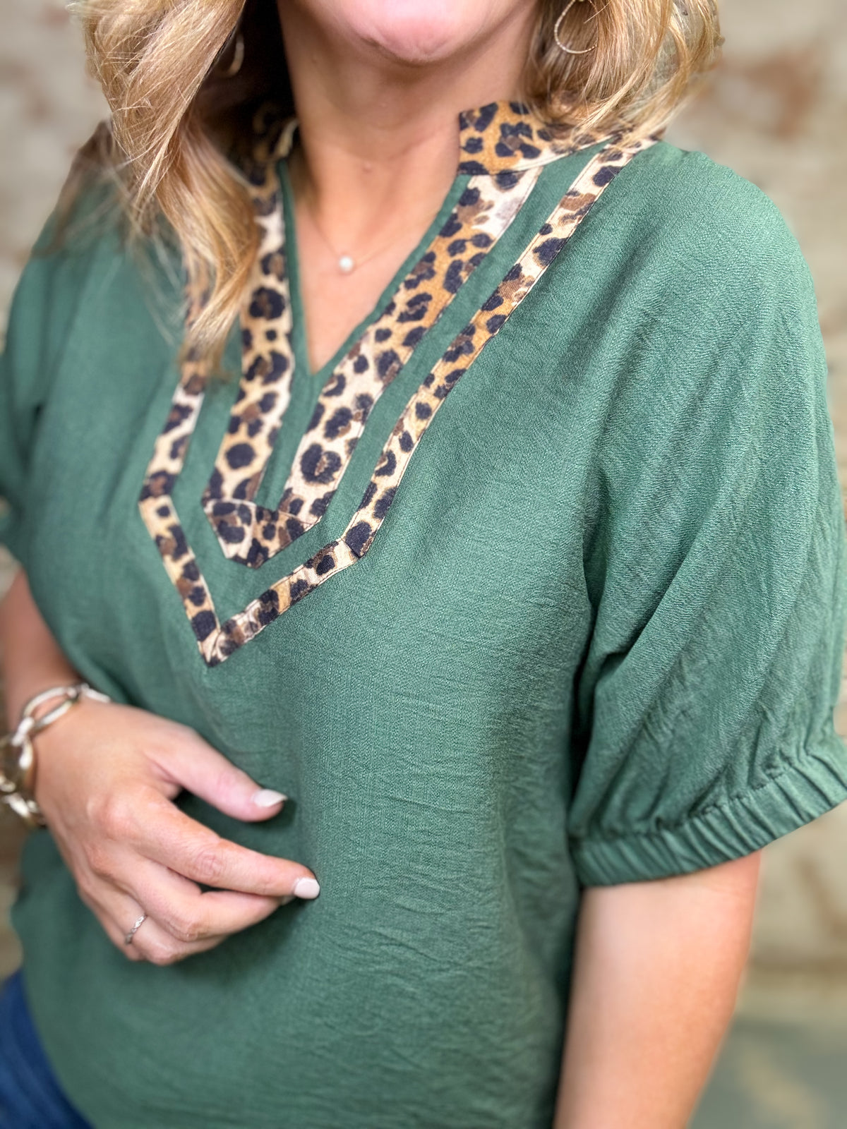 Anna Leopard Trim Top