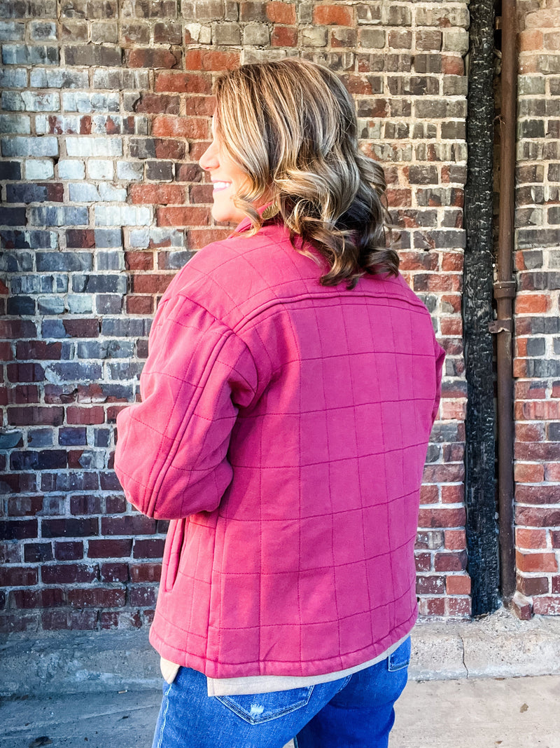 Brick Fleece Lined Quilted Jacket