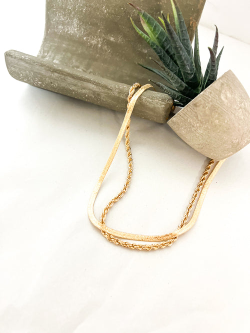 Herringbone & Rope Chain Necklace Set