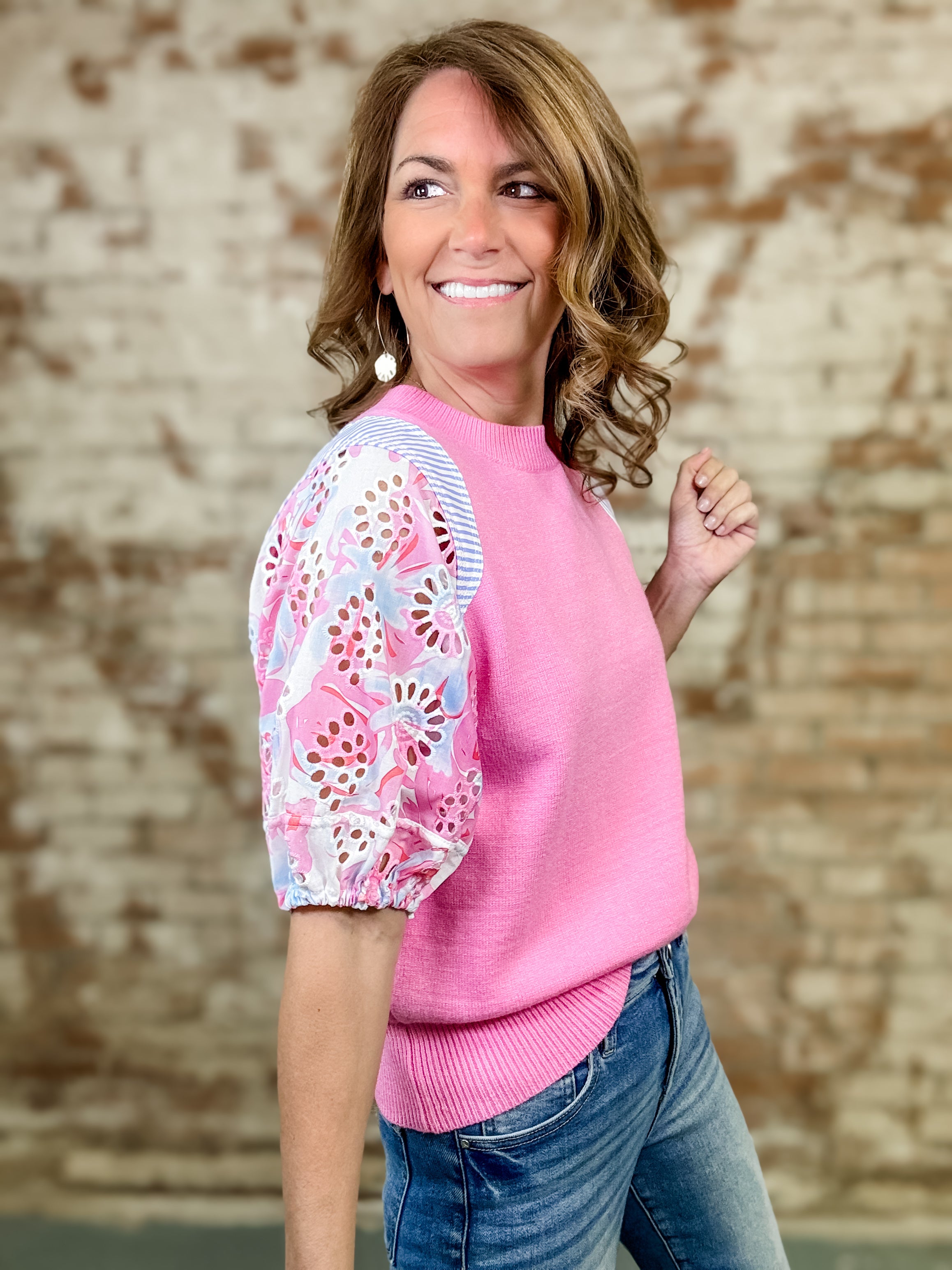 THML Zinnia Eyelet Sleeve Top