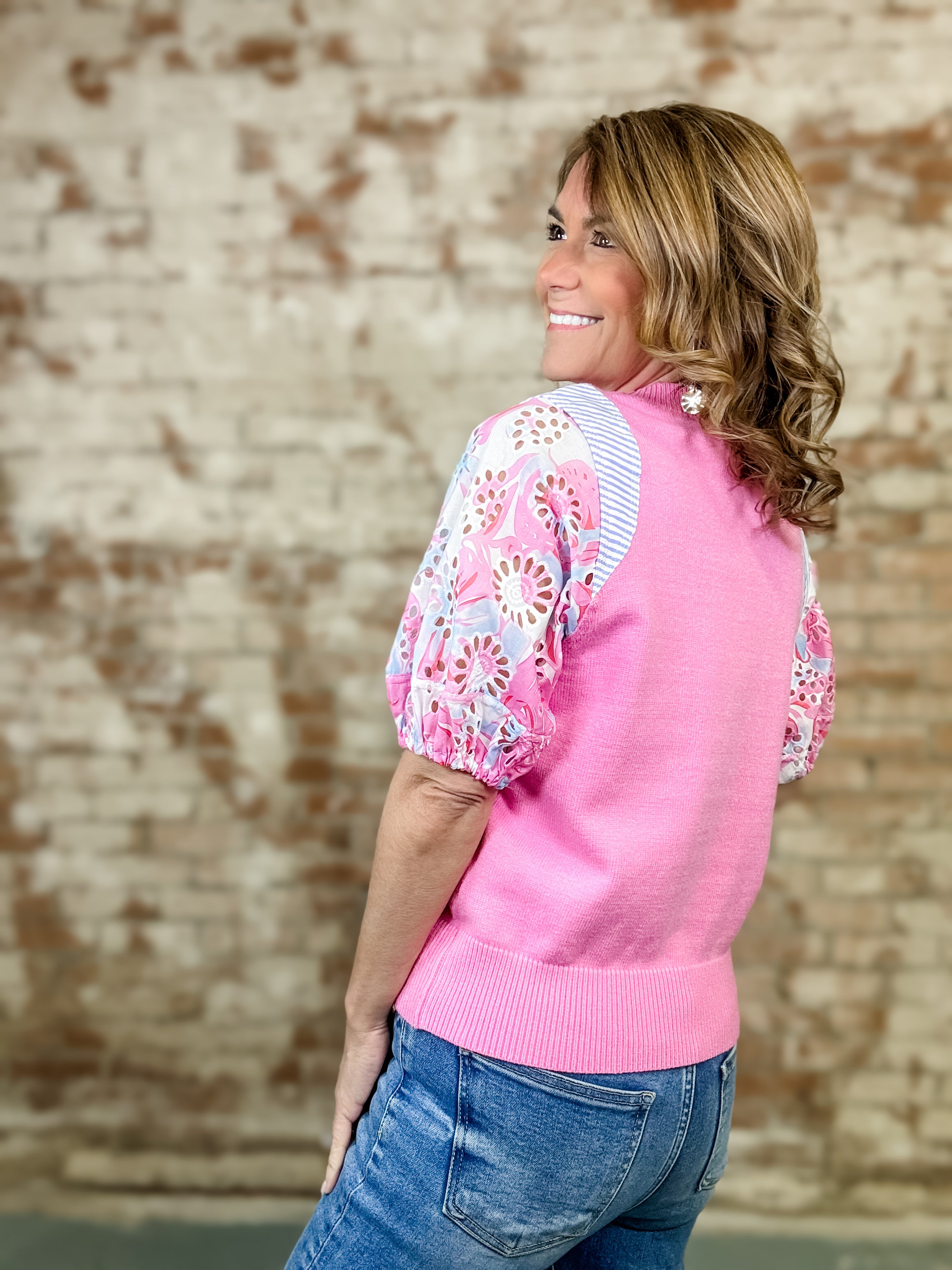 THML Zinnia Eyelet Sleeve Top