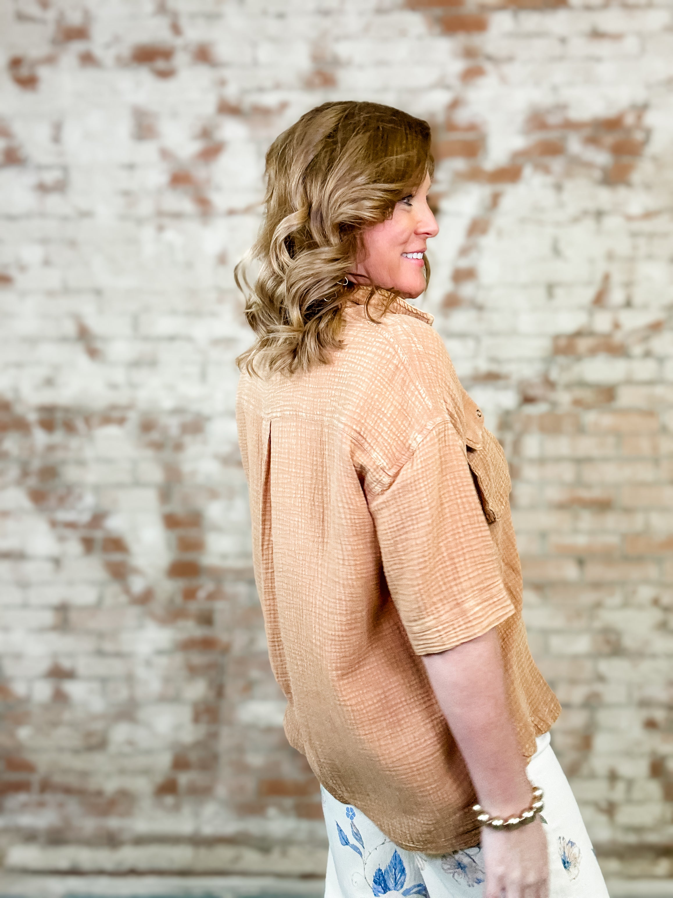 Freya Mineral Washed Gauze Top