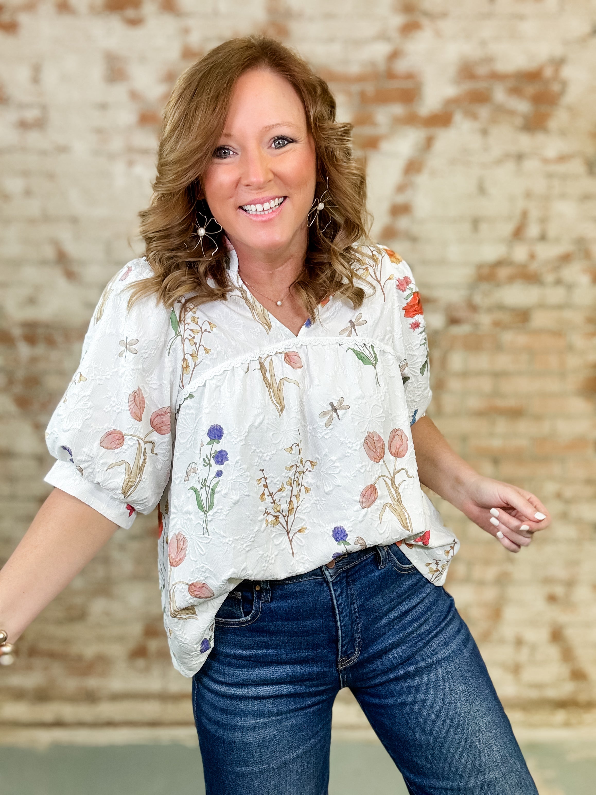 Isabella Jacquard Print Top