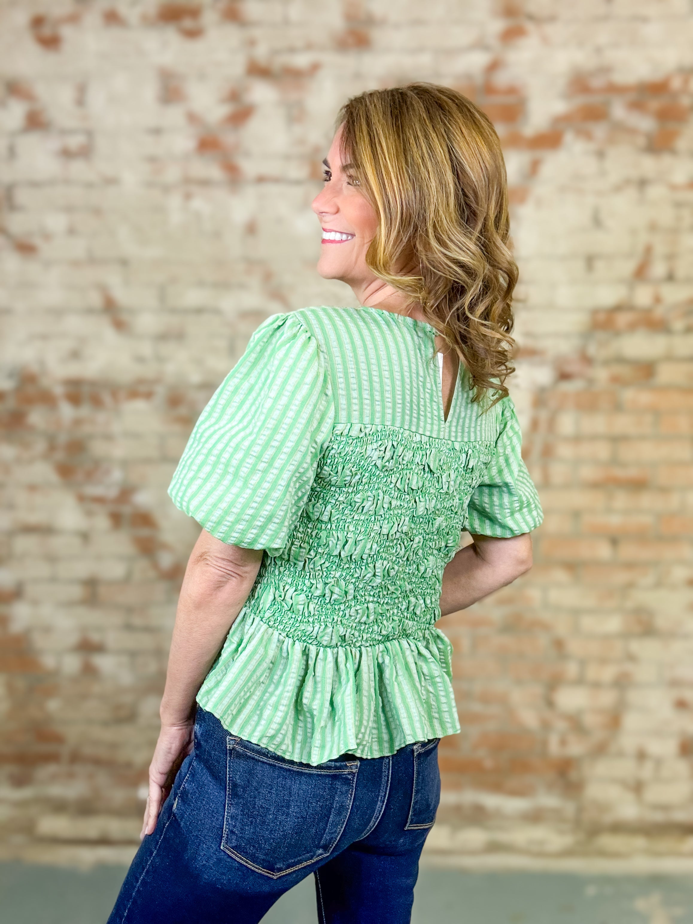 Gigi Wavy Smocked Top