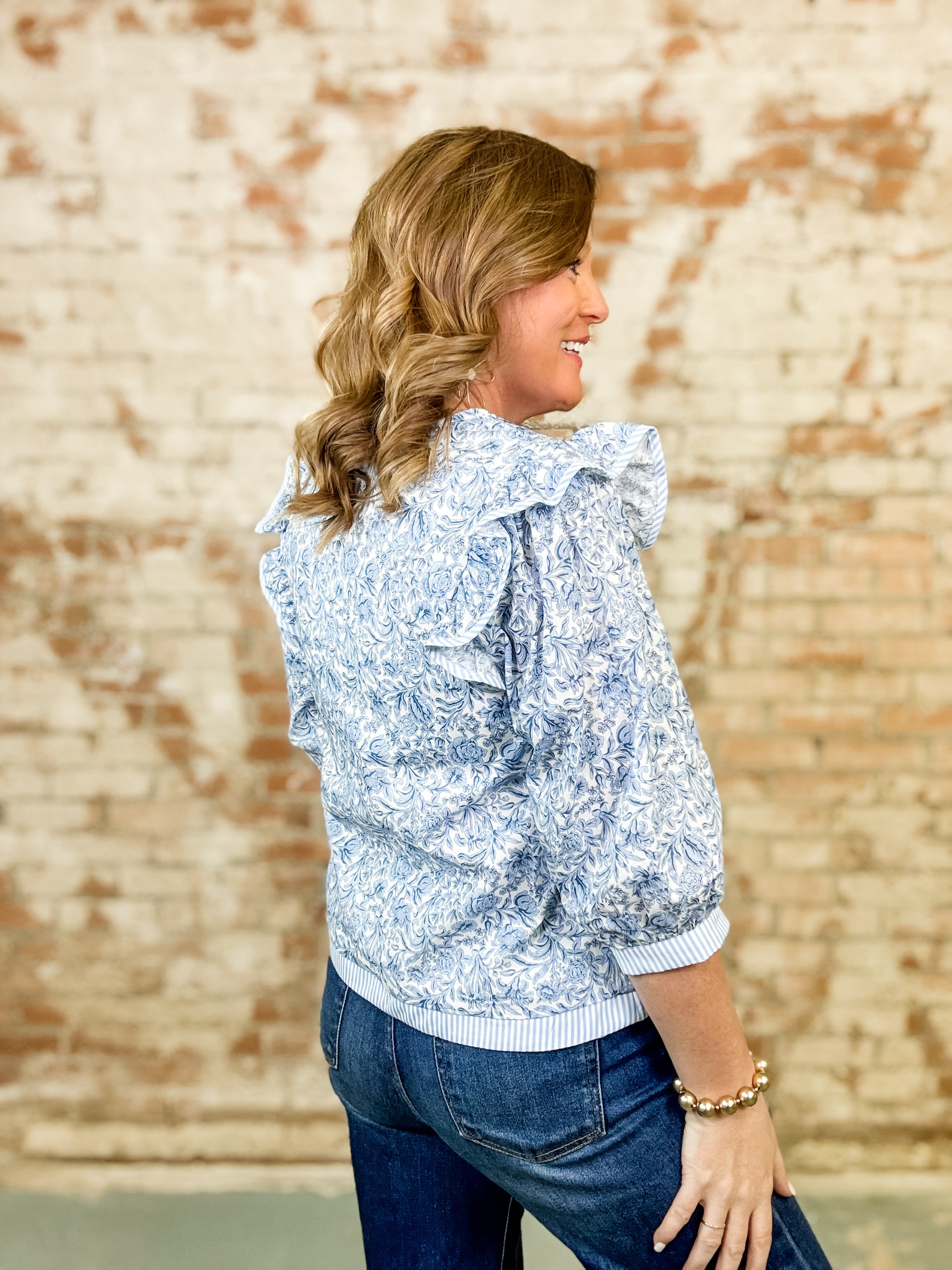 Bitsy Floral Pintuck Top