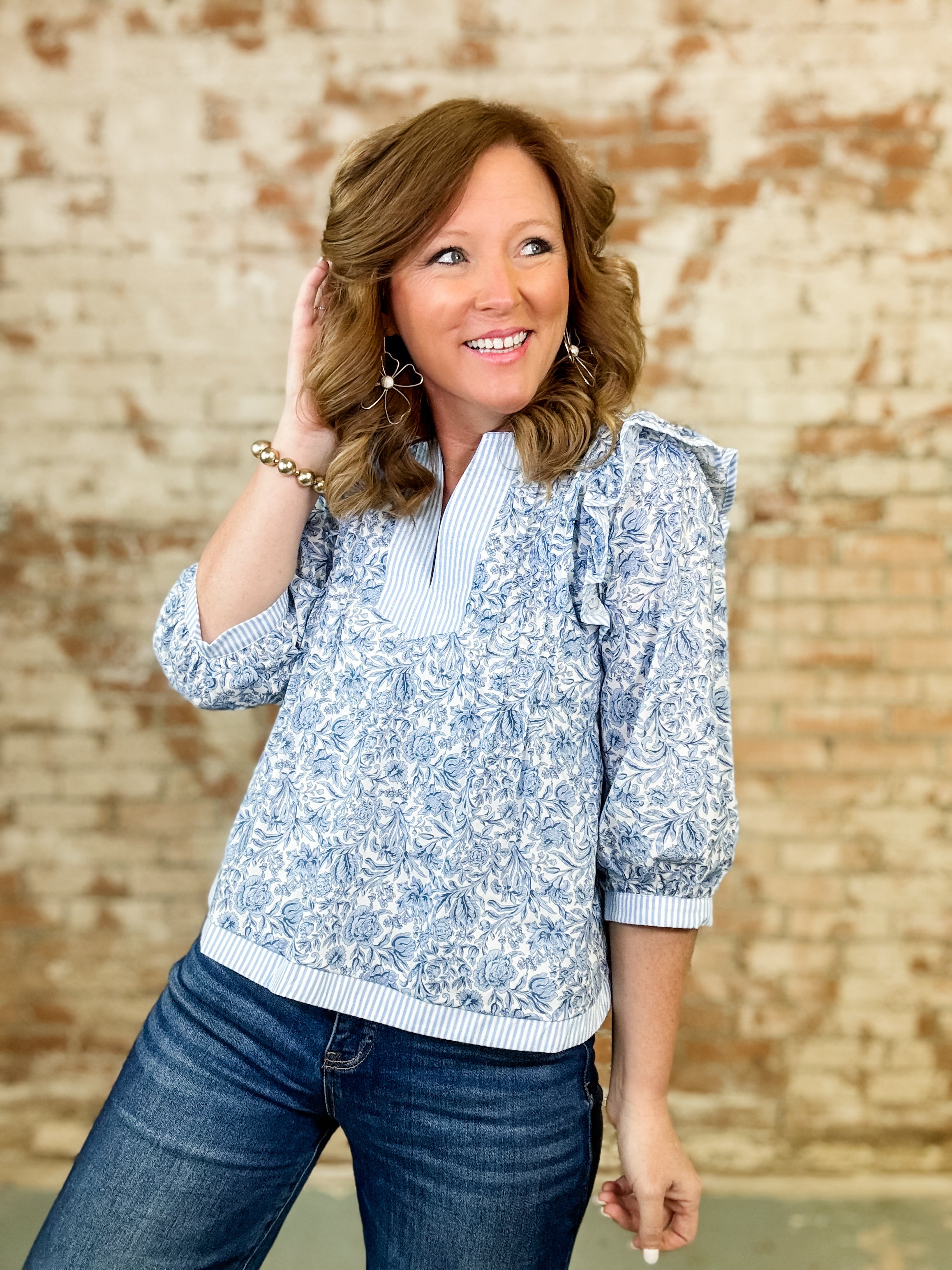 Bitsy Floral Pintuck Top